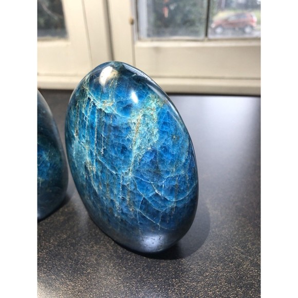 Blue APATITE Polished Crystal Freeform Set Standup - Madagascar Bluestones - Picture 12 of 16